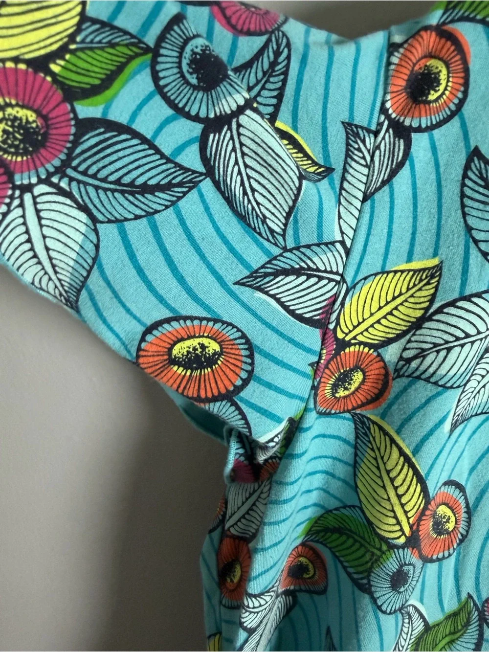 Tea Collection Teal Floral Scoop-Neck Dress